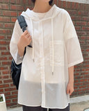 [unisex] Melter Summer Nylon Hood Short Sleeve Shirt
