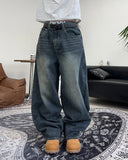 PL Curved Washed Denim Pants