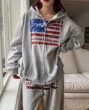 America Crop Hooded Zip-Up