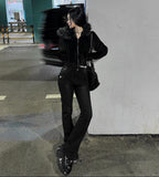 Made Routine Velvet Fur Hood Zip-Up Set