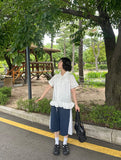 Seputte Shirring Frill Short Sleeve Blouse