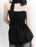 Ribbon flare halter top