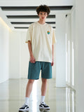 Pleat pigment washing short pants