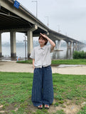 Inne Stripe Banding Wide Linen Pants