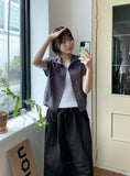 Demro Flower Check Short Sleeve Hood Shirt