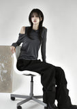 Mono cotton pintuck wide pants