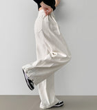 4-Season Hem Snap Long Wide Cotton Pants
