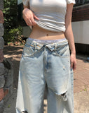Coats Reverse Damage Wide Denim Pants