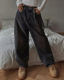 Nad washing chain wide denim pants