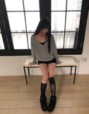 Heave Button Linen Sweatshirt