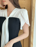 Michelle Tie Color Matching Tulip Flare Long One Piece