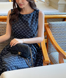 Shuni Jacquard Dot Linen Sleeveless Long One Piece