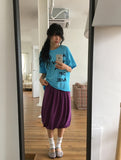 Mafu Balloon Shirring Midi Skirt