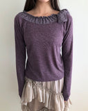 Beltic Dot Ribbon Off-Shoulder T-Shirt