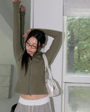 [MADE] Foil Vintage Pocket Slit Slim Ribbed Hood Zip-Up