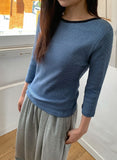 Chiha color matching stripe long sleeve tee