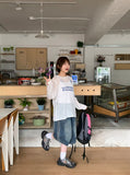 Dipeun Summer Printing Punching Long Sleeve Knit