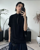 Med Low Cut Half Zip-Up Short Sleeve T-shirt