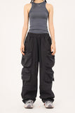 Utility solid cargo pocket banding pants