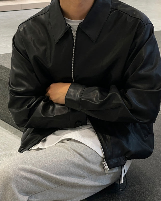 【MODERNIF】Constan String Leather Jacket modernif (モダンイフ) - コンスタンストリングレザージャケット