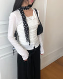 Neon Button Shirring Knit Top Cardigan Set