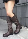 Obik Shirring Biker Buckle Long Boots