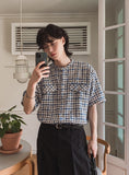 TOZ loose fit tweed half shirt