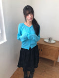 Luann Basic Wool Mohair Round Knit Cardigan