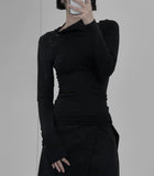 Open Button Slim Turtleneck