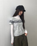Barun Round Neck Snowflake Layered Short Sleeve Knit