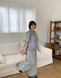 Shihyoko Seersucker Check Hood Short Sleeve Shirt