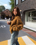 [10% wool] Huggable two-tone mixed mohair knit