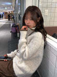Ruggie Color Matching Collar High Neck Button Knit