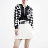 Monet Hound Checked Fur Jacket