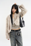Mio non-closing open fur jacket