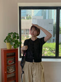 Setdri Linen Short Sleeve Round Cardigan