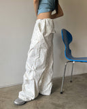 Letin flower pin tuck two-way wide pants