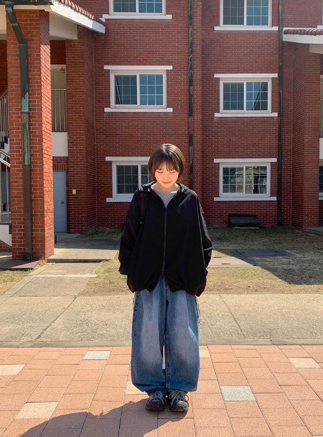 【BAON】Mvendi Washing Denim Wide Pants BAON (バオン) - ムベンディウォッシュ加工デニムワイドパンツ
