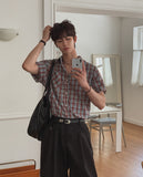 Heave Burgundy Check Short Sleeve Shirt