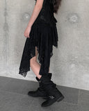 Flan Unbalanced Tiered Lace Skirt