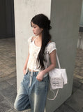 Nuhi Vintage Washing Back Pocket Denim Pants