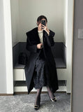 Devel Mink Fur Collar Wool Long Coat (Belt Set)