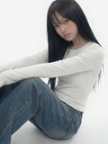 LACE BACK CROSS U-Neck Long Sleeve