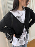 Milan Strap Boucle Crop Long Sleeve Cardigan