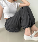 Two-way String Rustling Nylon Span Balloon Wide Banding Pants