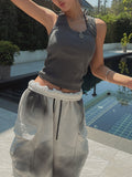 Pigment stitch ribbed sleeveless shirt