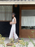 Loading Side Ribbon String Side Slit Back Banding Nylon Long Skirt