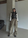 Bendy Zipper Diagonal Pocket Cargo Pants