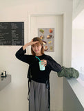 Jorit See-Through Strap Ribbon Long Sleeve Tee