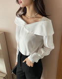 Verna See-Through Big Collar Blouse